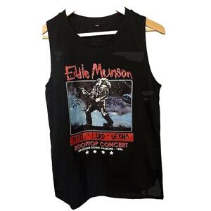 Eddie Munson Roof Top Concert Men's Small Black Tank Top Stranger things